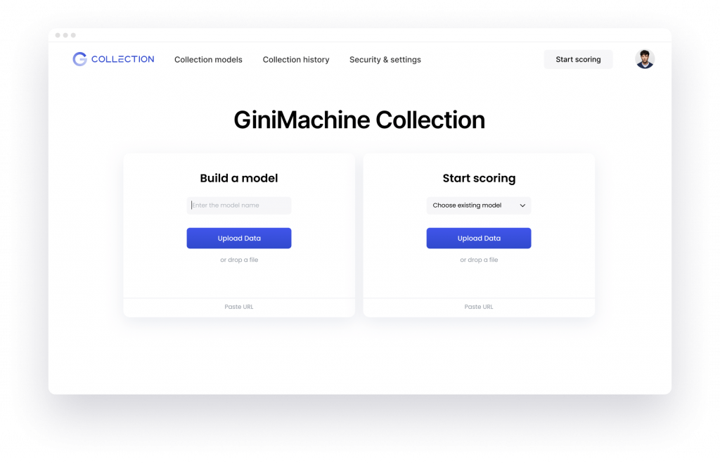 ginimachine collection scoring system interface
